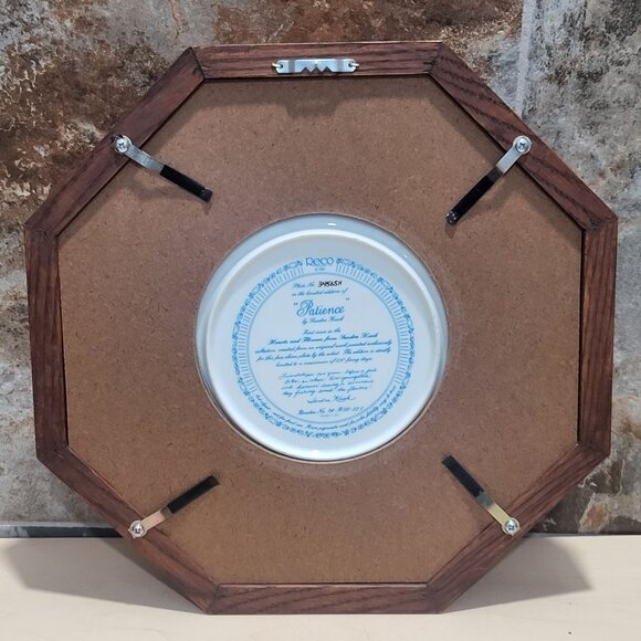 Vintage Framed Decorative Plate Patience Sandra Kuck Wall Hanging Decor - Picture 2 of 11